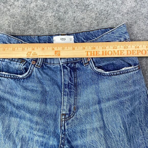 MNG Women Jeans 2 Acid High Rise Distressed Straight Leg Mom Denim - Picture 5 of 9